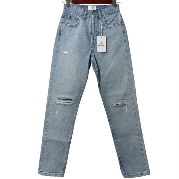 Anine Bing Sonya High Rise Ankle Jeans in Destructed Classic Blue Sz. 24 NWT - Picture 8 of 15